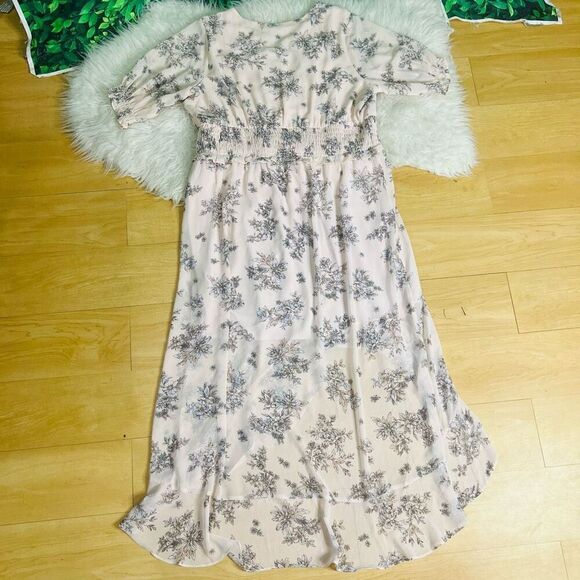 Express pink floral spring and summer party dress plus size - Picture 2 of 9